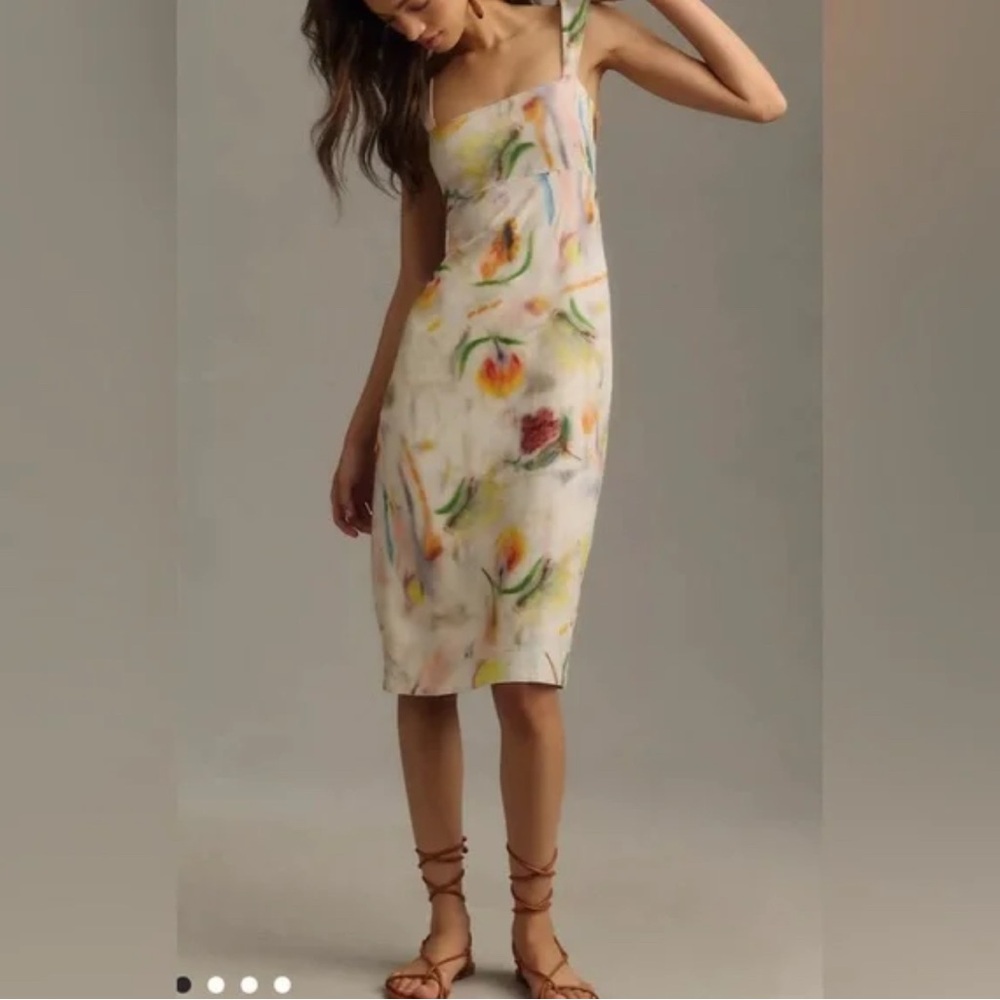 Klaas Jonkman Sleeveless Square-Neck Linen Midi Dress Anthropologie